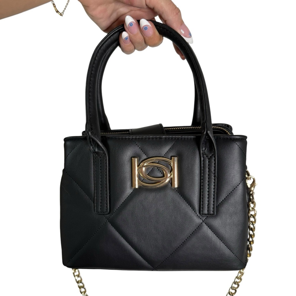 Bebe Bag Y2K Quilted Faux‎ Leather Mini Satchel Handbag Purse Small